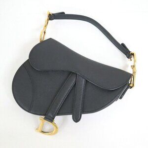 Dior Saddle Bag Mini Black Gold Calf Leather